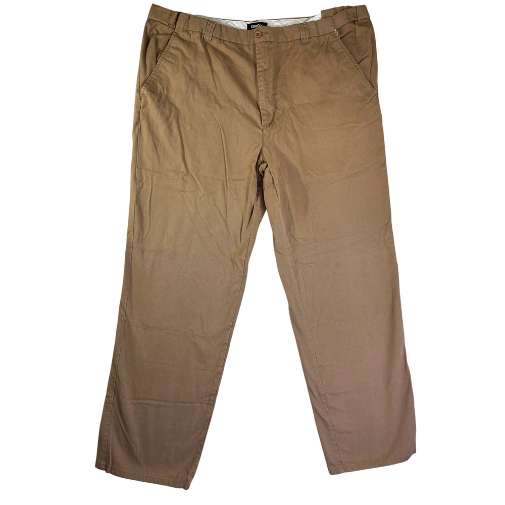 KingSize Mens Khaki Chino Pants Tan Straight Leg 42 40 Tall Flat Front